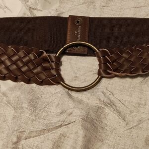 Brown Woven Belt with Gold Ring